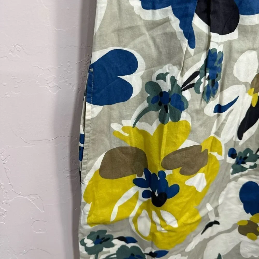 Boden Beige & Yellow Floral Short Sleeve Sheath Dress 8 Long